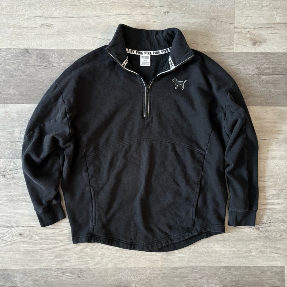 PINK Victoria's Secret Black Quarter-Zip Sweatshirt